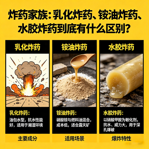 衡东炸药家族：乳化炸药、铵油炸药、水胶炸药到底有什么区别？